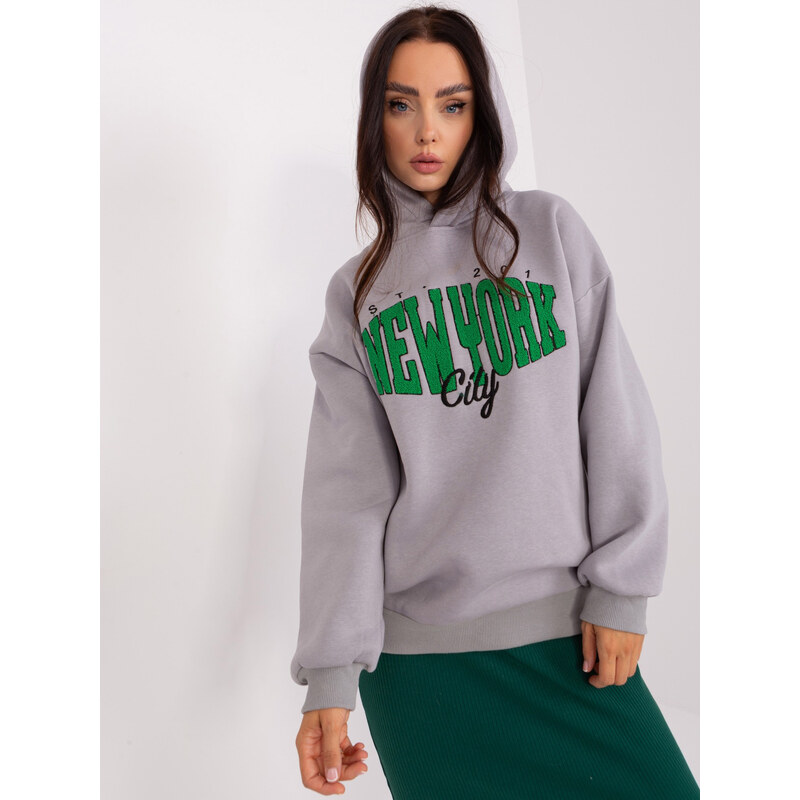 BASIC Sivá mikina s nápisom a kapucňou -EM-BL-656-4.96P-szary 46210219