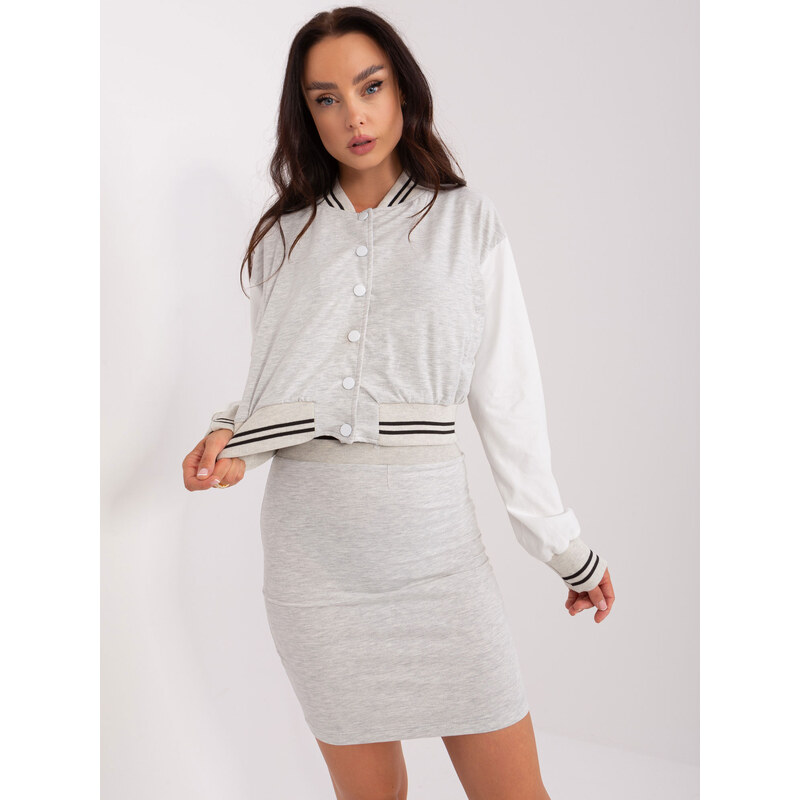 BASIC Svetlosivá súprava sukne a baseballovej mikiny EM-KMPL-823.84P 46210225