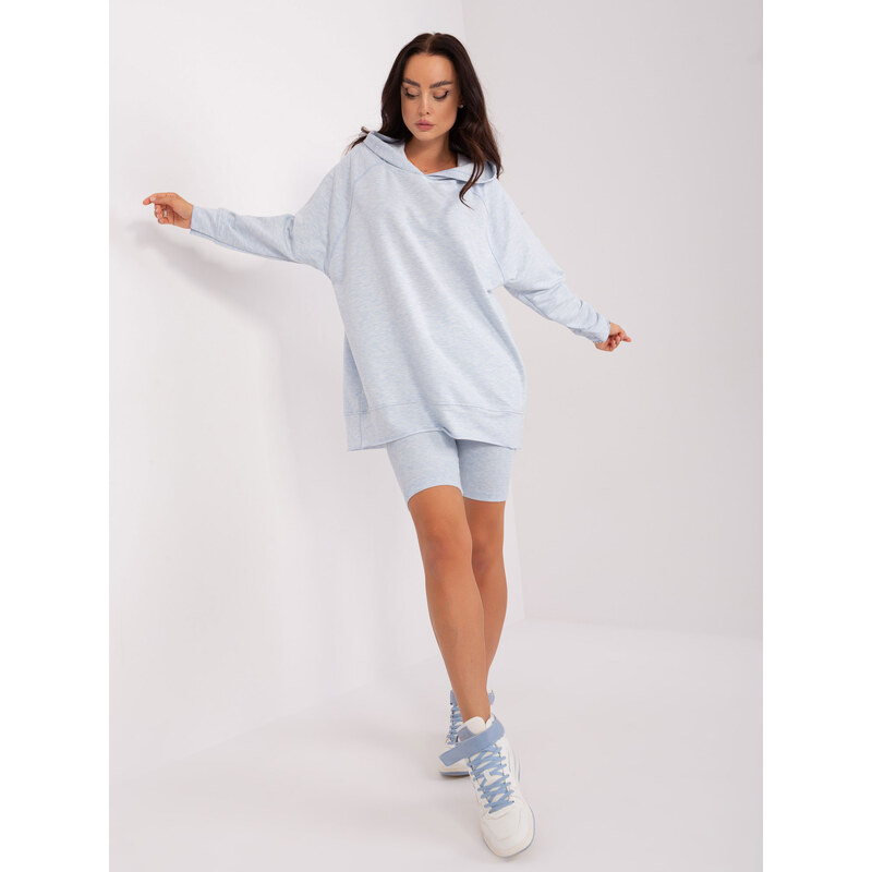 BASIC Svetlomodrý komplet cyklistických šortiek a mikiny EM-KMPL-829 46210220