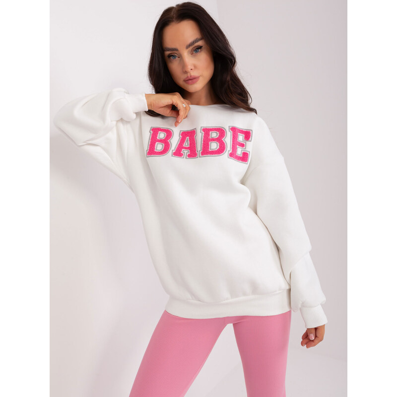 BASIC Smotanová oversize mikina BABE -EM-BL-617-11.32-ecru 46210240