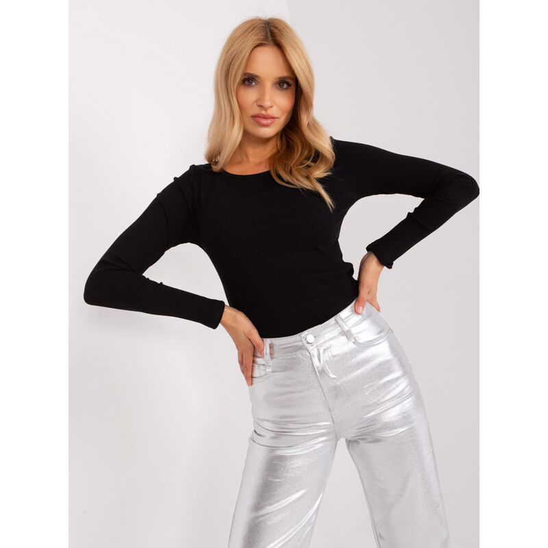 RELEVANCE Čierne tričko s dlhým rukávom RV-BZ-9112.48P-black 57953435