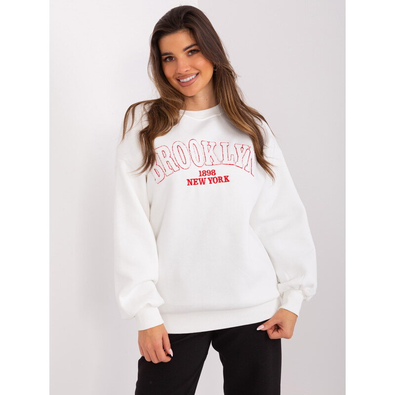 BASIC Smotanová mikina s potlačou BROOKLYN EM-BL-617-14.09-ecru 46699163