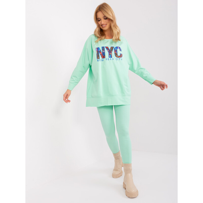 BASIC Mintová teplákovka NYC EM-KMPL-830.32P-mint 47239661