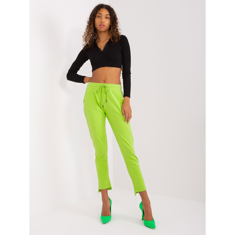 RELEVANCE Limetkové basic tepláky s vreckami RV-DR-8380.25P-limon 57954423