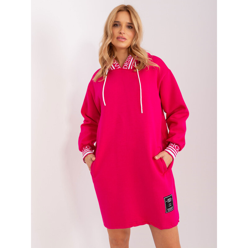 RELEVANCE Tmavoružové mikinové šaty s vreckami RV-TU-9224.95P-fuchsia 57954526