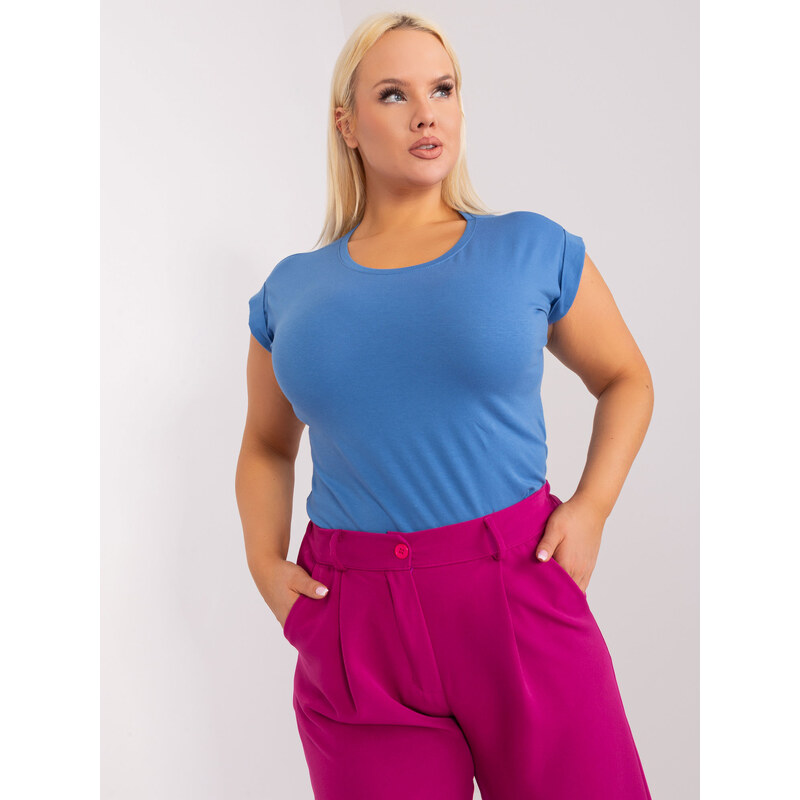 BASIC FEEL GOOD Modré dámske basic tričko -RV-TS-4833.29-dark blue 48803173