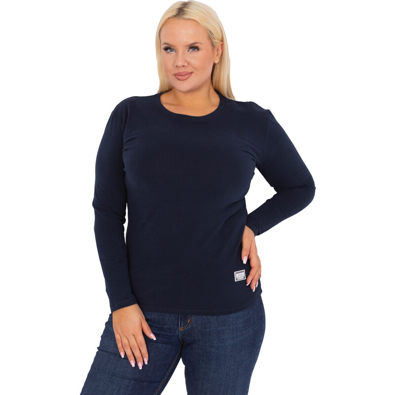 RELEVANCE Tmavomodré basic tričko s dlhým rukávom -RV-BZ-9257.19-dark 57954653