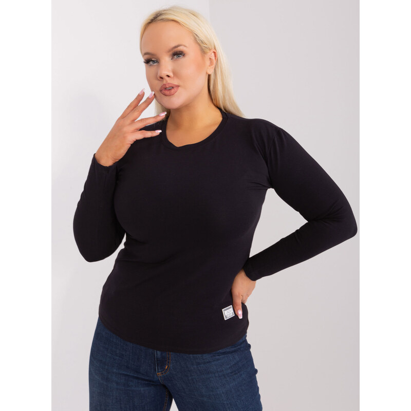 RELEVANCE Čierne basic tričko s dlhým rukávom -RV-BZ-9257.19-black 57954655