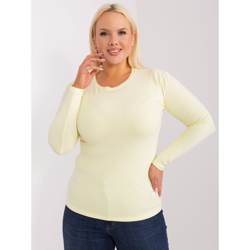 RELEVANCE Svetložlté basic tričko s dlhým rukávom -RV-BZ-9257.19-light 57954659