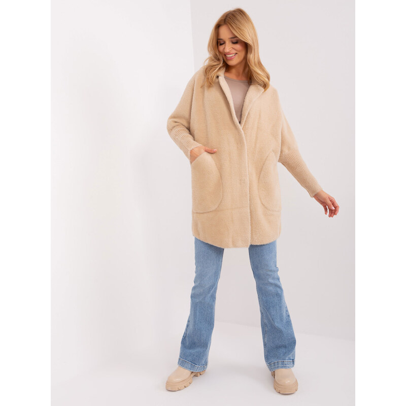 BASIC Svetlobéžový kabát s vreckami MBM-PL-1517.00P-light beige 47239681