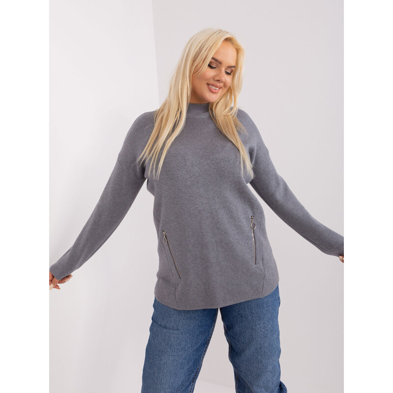 BASIC Tmavosivý sveter so zipsami PM-SW-PM717.20-dark grey 46156928