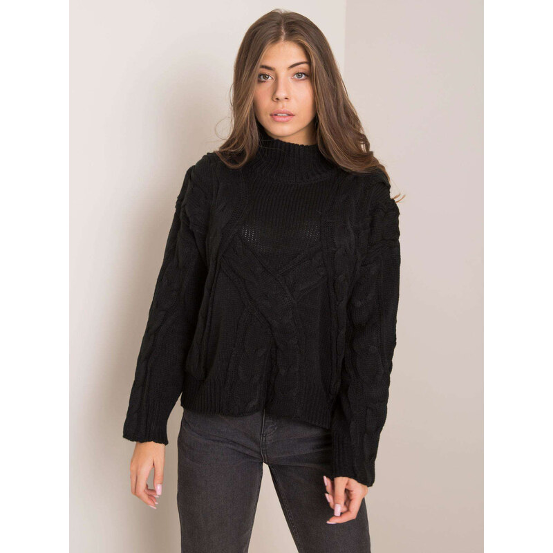 BASIC Čierny dámsky sveter so stojačikom EM-SW-PL5296.99-black 18978611