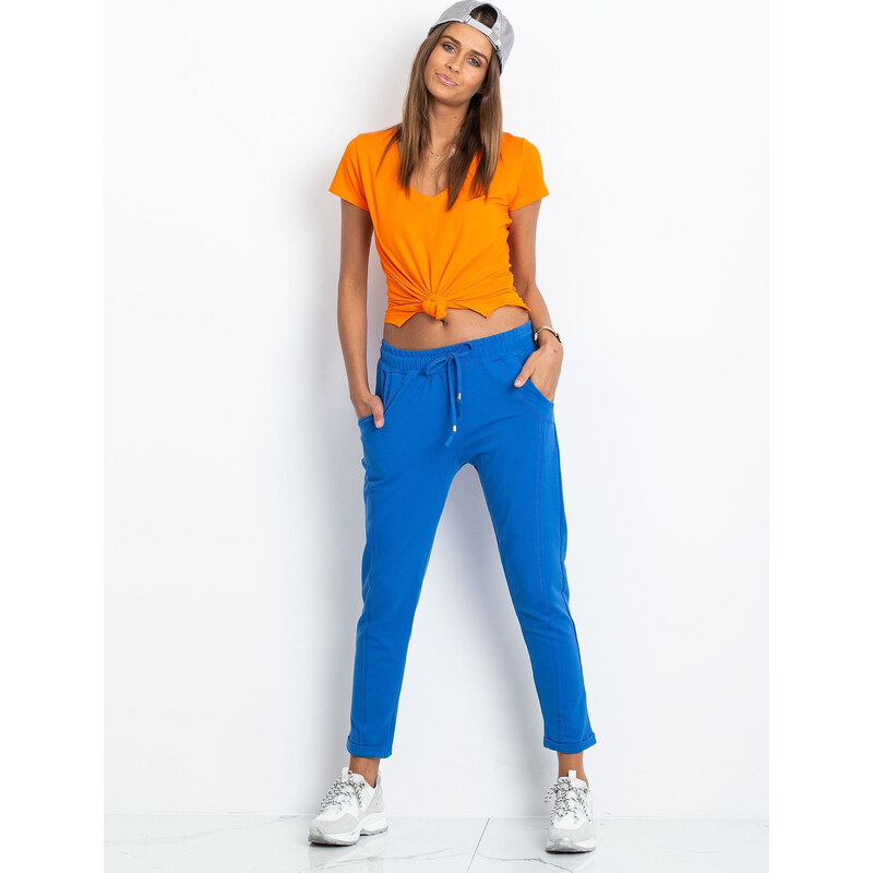 BASIC Dámske modré tepláky -RV-DR-3589.10X-blue 19307131