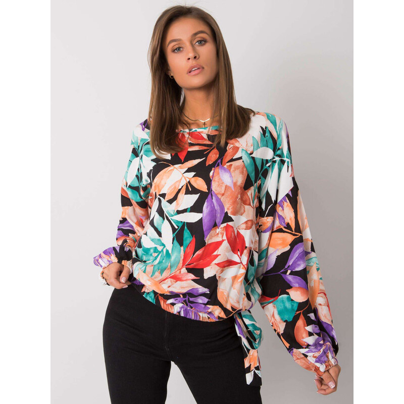 BASIC Čierne dámske tričko s potlačou kvetín EM-BZ-001N-4.75P-black 27189578