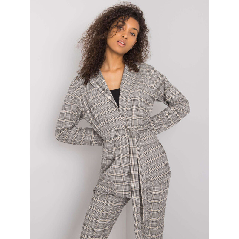 BASIC Šedé dámské kárované sako LK-MA-507692.55-gray 24579431