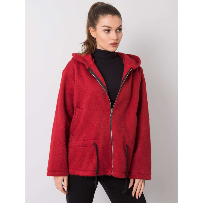 BASIC Červená dámska bunda s kapucňou MI-PL-24512.00X-bordo 20797890