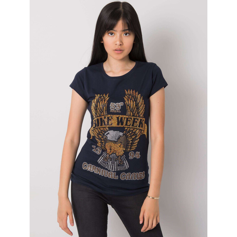 BASIC Tmavo modré dámske tričko s kamienkami EM-TS-ES-21-533.16-blue 24927771