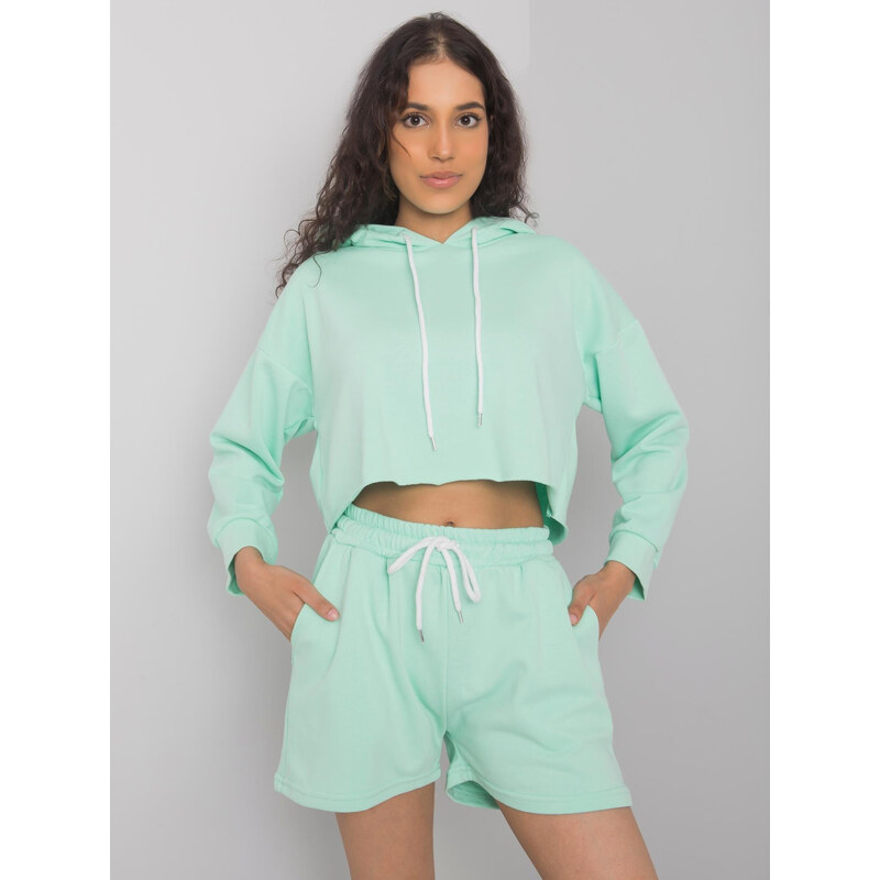 BASIC Mintová krátka tepláková súprava mikiny a šortiek -EM-KMPL-581 25543952