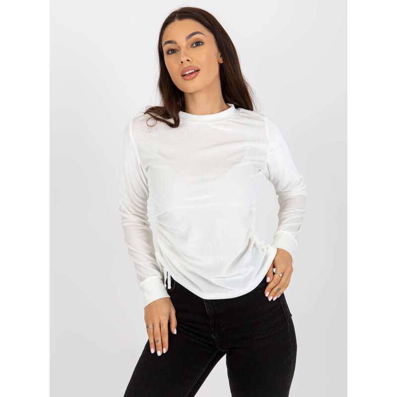 BASIC Smotanová zamatová blúzka s riasením LK-BZ-509033.36P-ecru 36397199