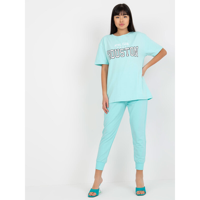 BASIC Mintové voľné tričko s nápisom EM-TS-527-1.26X-mint 38139328