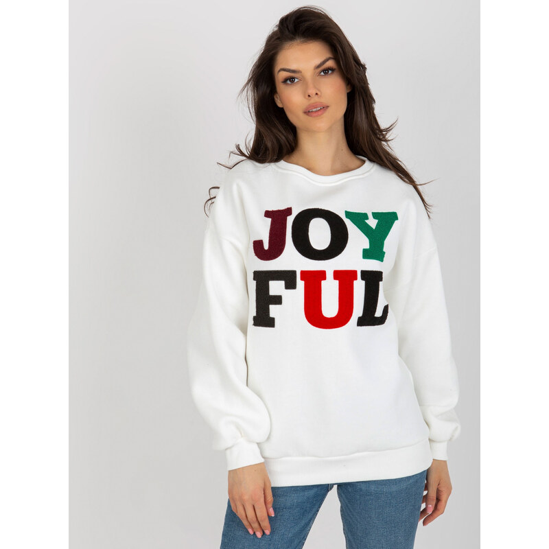 BASIC Dámska smotanová mikina bez kapucne s nápisom JOYFUL -EM-BL-617 42066624