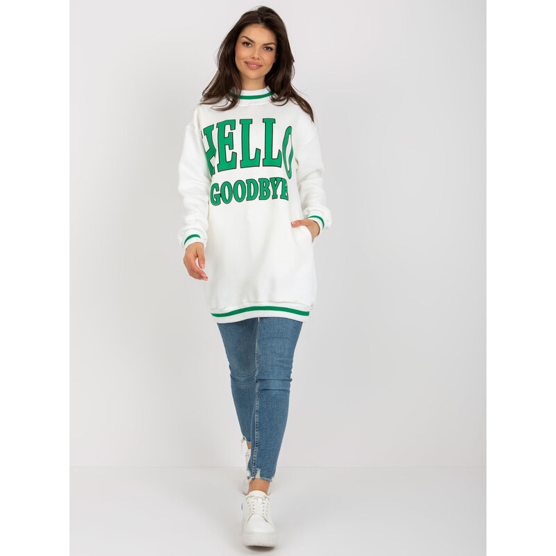 BASIC Biela dlhá mikina bez kapucne s potlačou EM-BL-775.64-white 42136725