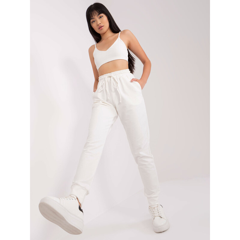 BASIC Smotanové dámske tepláky -LK-SP-508922-1.30X-ecru 43936029