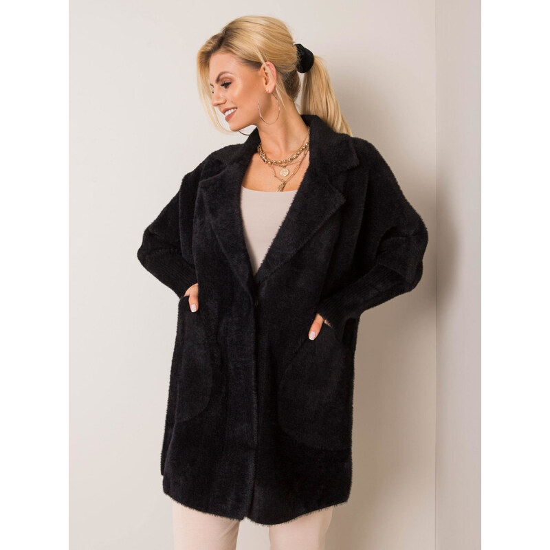 BASIC Dámsky čierny kabát MBM-PL-1517.00P-black 21374824