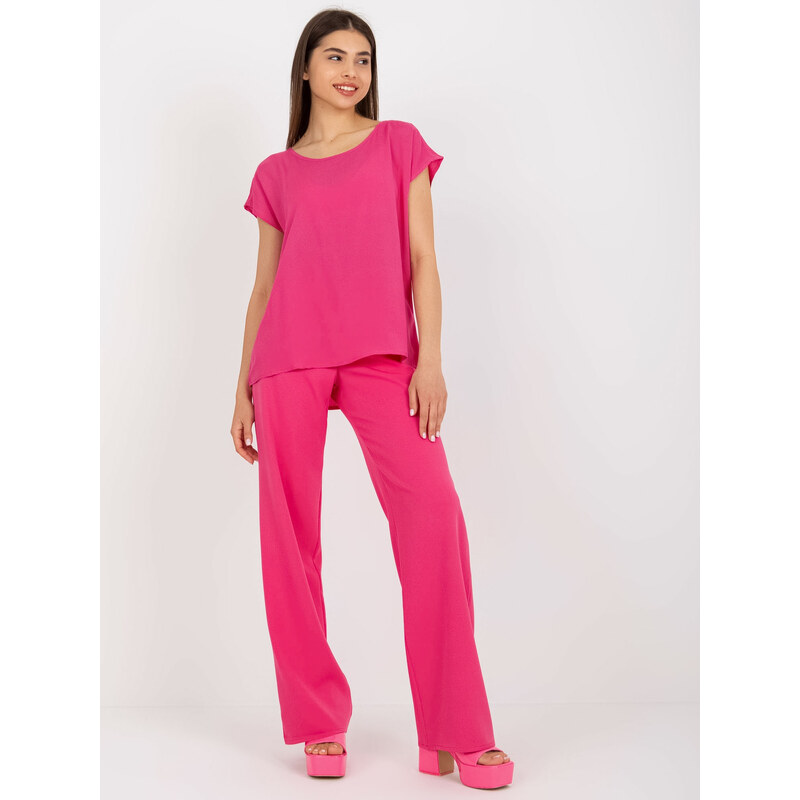 SUBLEVEL Tmavoružové voľné tričko -D73761R10978O-dark pink 41676444