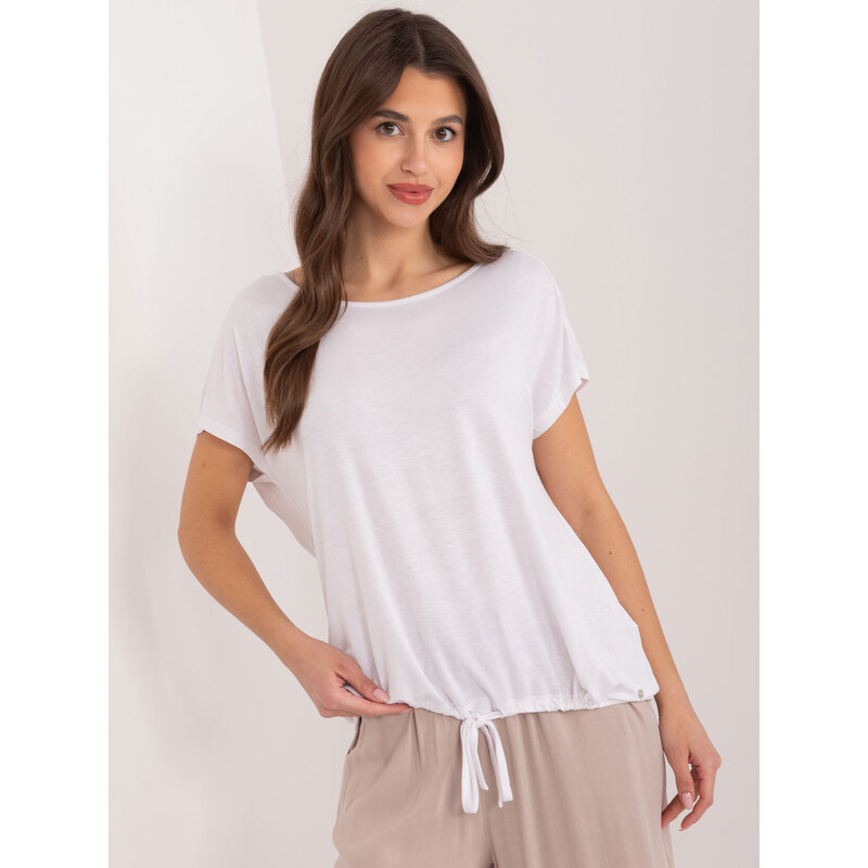 SUBLEVEL Biele voľné tričko s okrúhlym výstrihom D12100R02646A-white 49010162