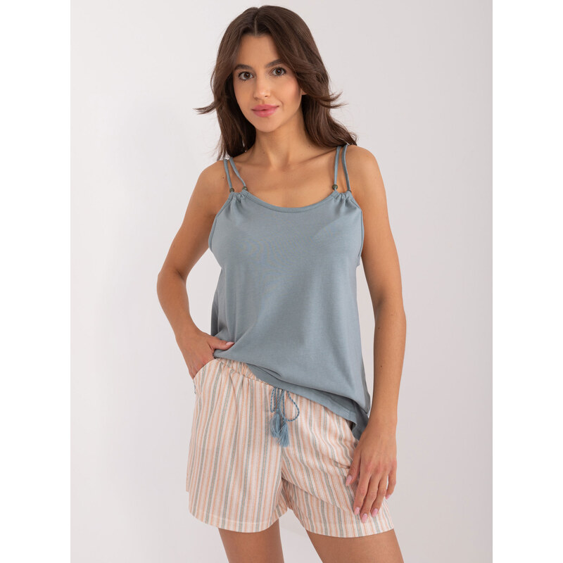 BASIC Svetlomodré krátke pyžamo -BR-PI-9165.01X-khaki 52673395