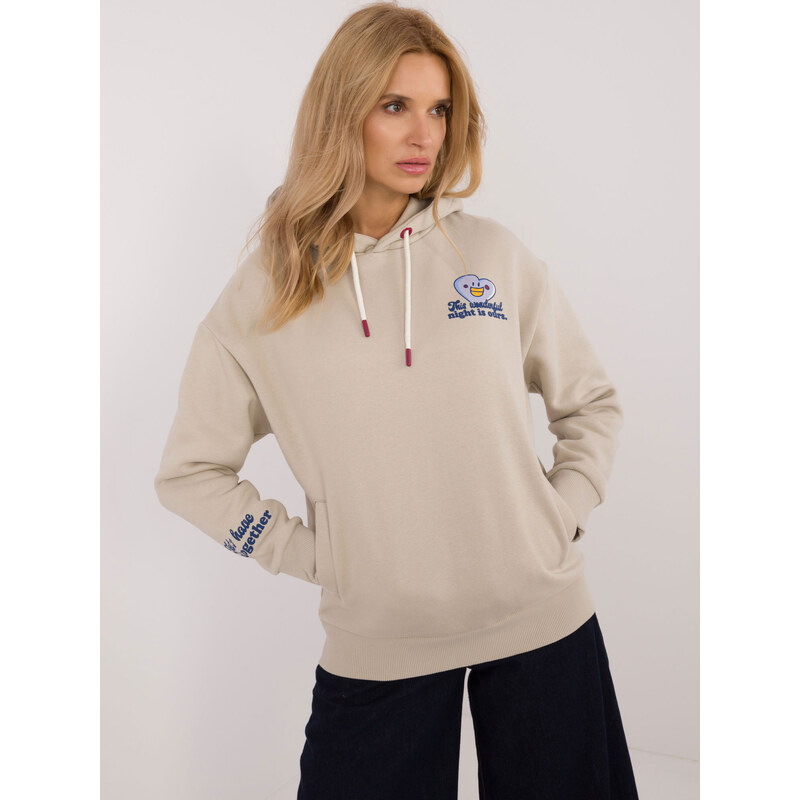 SUBLEVEL Svetlobéžová mikina s kapucňou a potlačou D10600T02420I-light 58151858