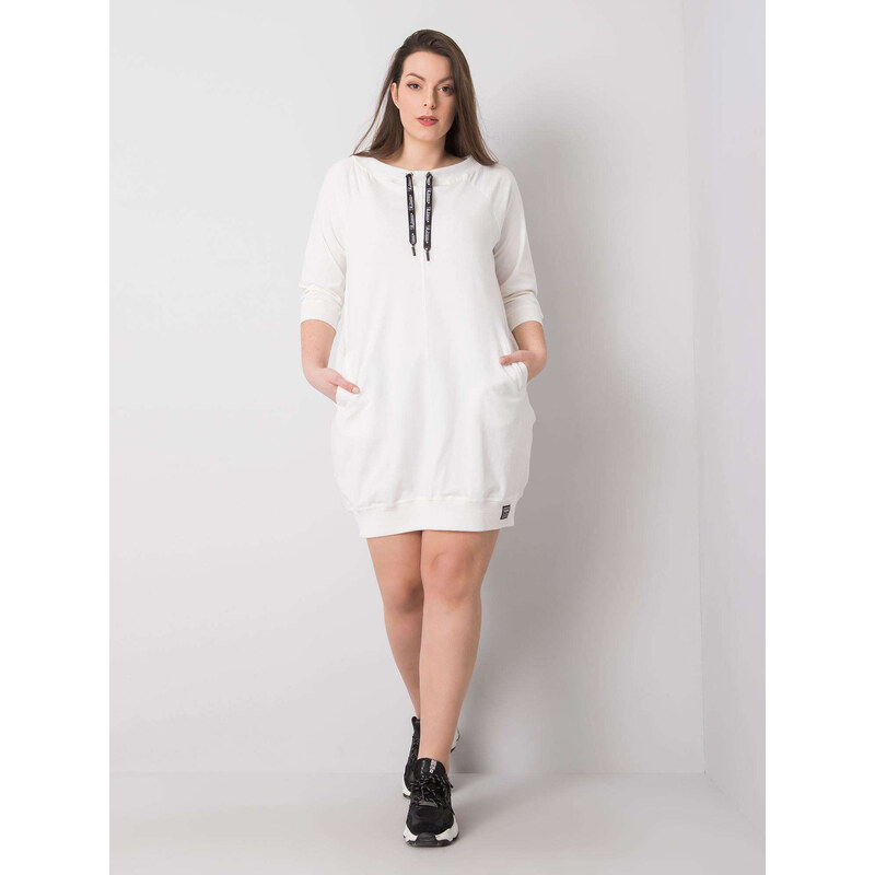 RELEVANCE Smotanové mikinové šaty s vreckami RV-SK-6351.87P-ecru 57947330