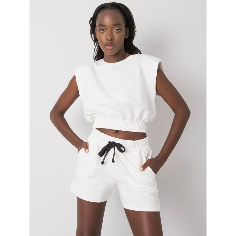 RUE PARIS Biela dámska krátka súprava šortiek a topu -HG-KMPL-5447.14X 57947946