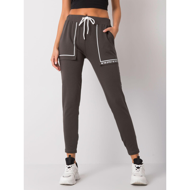 RELEVANCE Khaki bavlnené tepláky RV-DR-7035.70-khaki 57948190