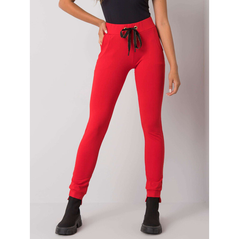 RELEVANCE Červené tepláky s lesklými šňůrkami RV-DR-6202.27P-red 57948245