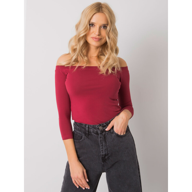 BASIC Dámsky bordový top s odhalenými ramenami RV-BZ-4692.61-burgundy 18837060