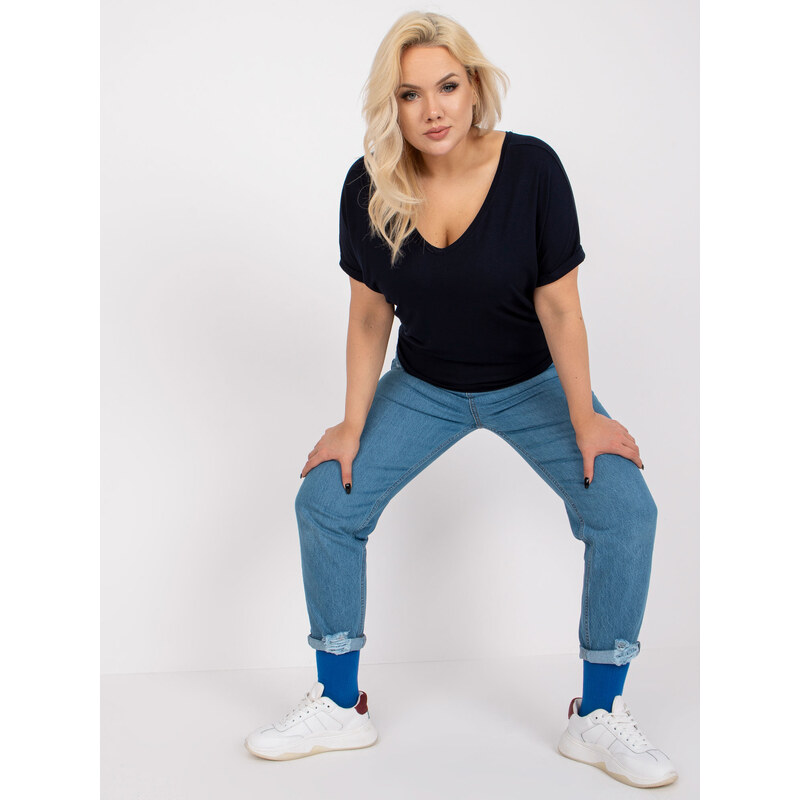 RELEVANCE Tmavomodré ľahké tričko Dina z viskózy -RV-BZ-7832.57-navy 57949946
