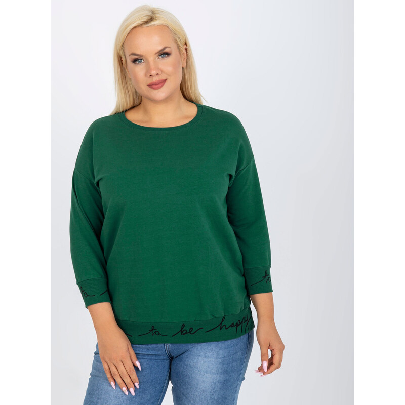 RELEVANCE Tmavozelená mikina Charliza s nápismi Happy na lemoch -RV-BL 57950874