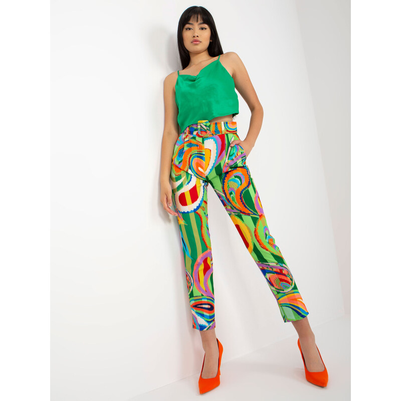 ITALY MODA Zeleno-farebné vzorované nohavice DHJ-SP-12787C.06-green 57952441