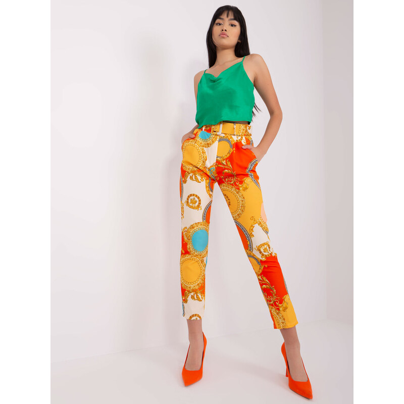 ITALY MODA Oranžové vzorované nohavice DHJ-SP-12787D.23X-orange 57952440