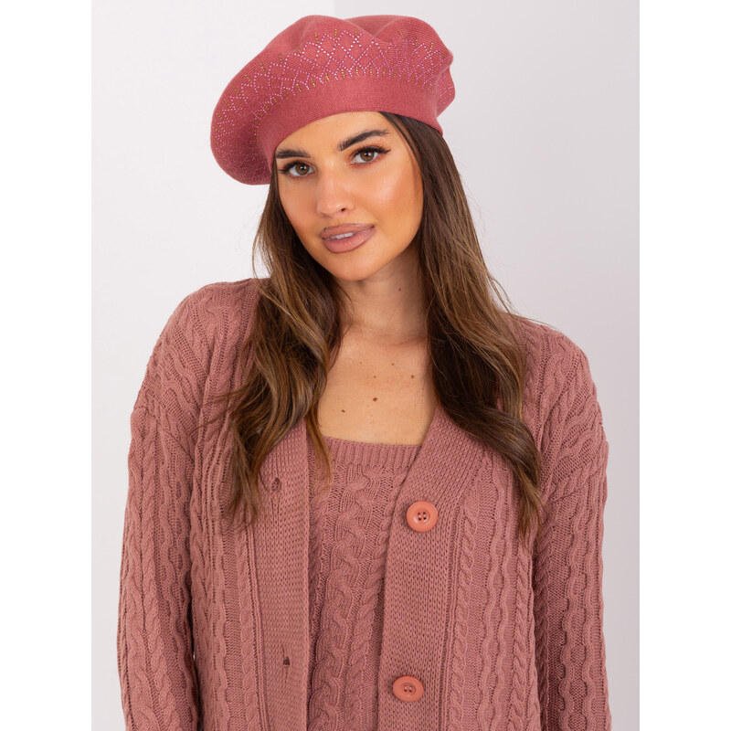 ITALY MODA Ružový baret zdobený kamienkami AT-SK-231605.24P-dark pink 57953660