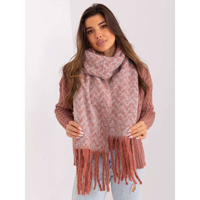 ITALY MODA Marhuľový vzorovaný šál so strapcami AT-SZ-23125.75-orange 57953669