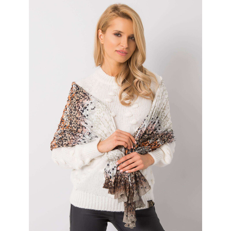 BASIC Krémovo-hnedá dámska šatka so vzormi -AT-CH-205095-creamy white 20469381