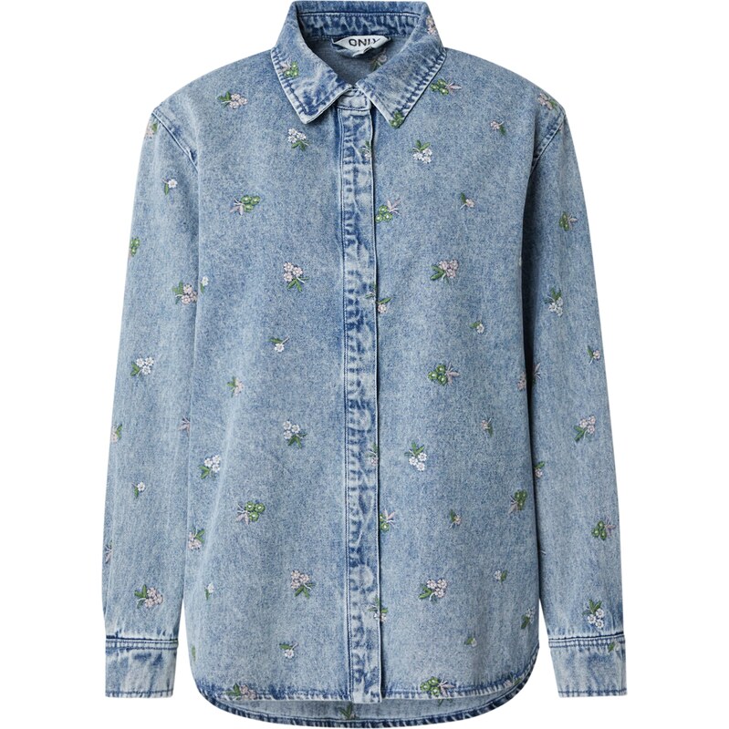 ONLY Blúzka ONLVera modrá denim / zelená / rosé / šedobiela 62880437