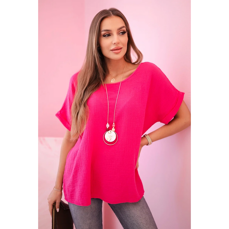 Kesi Mušelínová blúzka s náhrdelníkom džínsovina 62887329