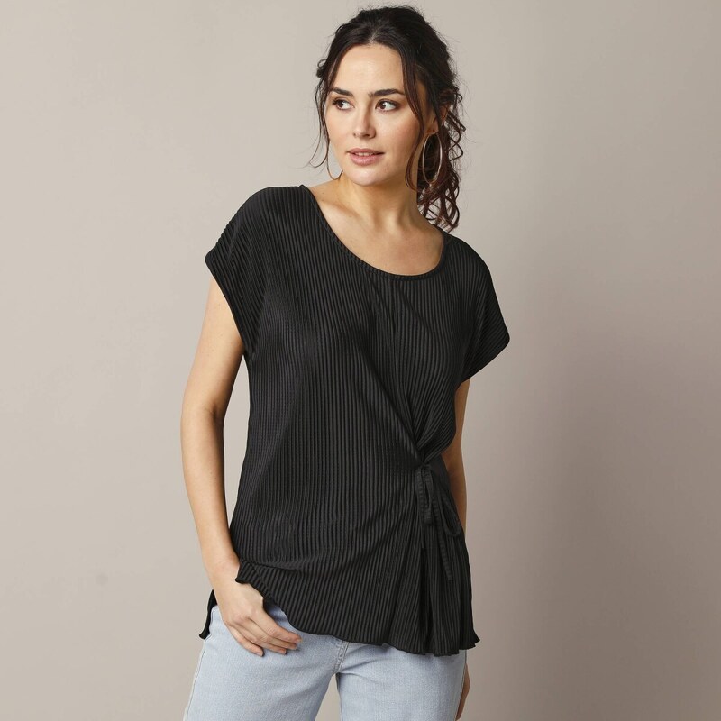 Tunikové tričko z lesklého plisovaného úpletu čierna 044 Blancheporte 62884800