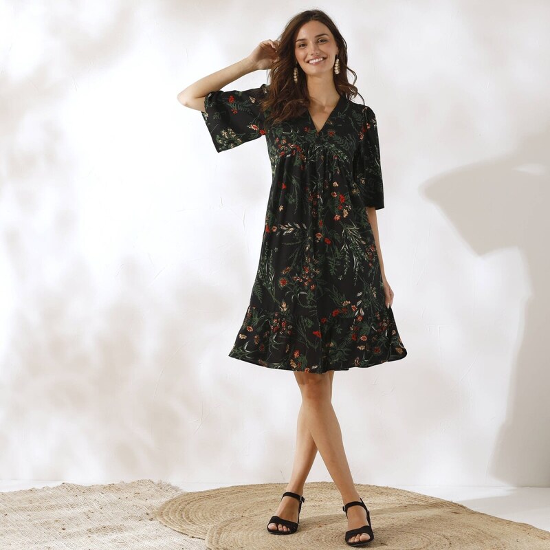 Krátke šaty s výstrihom do V čierna 036 Blancheporte 62884812