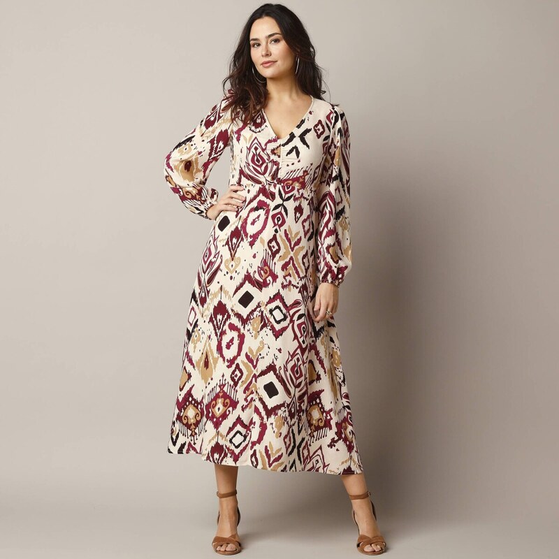 Dlhé šaty s výstrihom do V béžová 036 Blancheporte 62884866