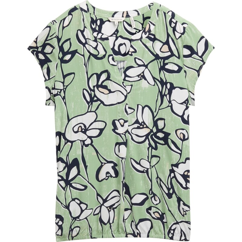 TOM TAILOR Blúzka námornícka modrá / svetlozelená / biela 63212608